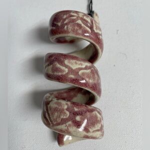 Handmade 4" Pottery Spiral Ornament or Napkin Holder - Artisan Home Decor
